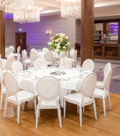 Table set up with bar in shot