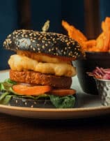 Vegan Burger and pint